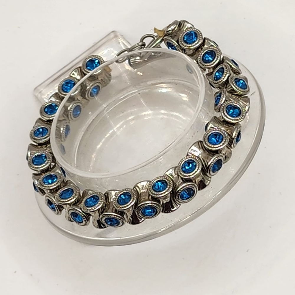 78. Blue Austrian Crystal Bracelet in Silvertone